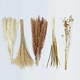 Yukiyi 90Pcs Natural Dried Pampas Grass Bouquet 45cm Boho Decor view 3