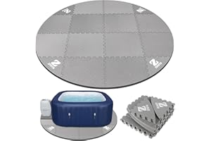 ZOMOFEW Hot Tub Mat for Inflatable Tub, 77IN Hot Tub Pad Foundation, Upgraded Thickened Eva Foam Padding for Outdoor Hot Tubs | Interlocking Patio Tiles Outdoor (1/2" Thickness)