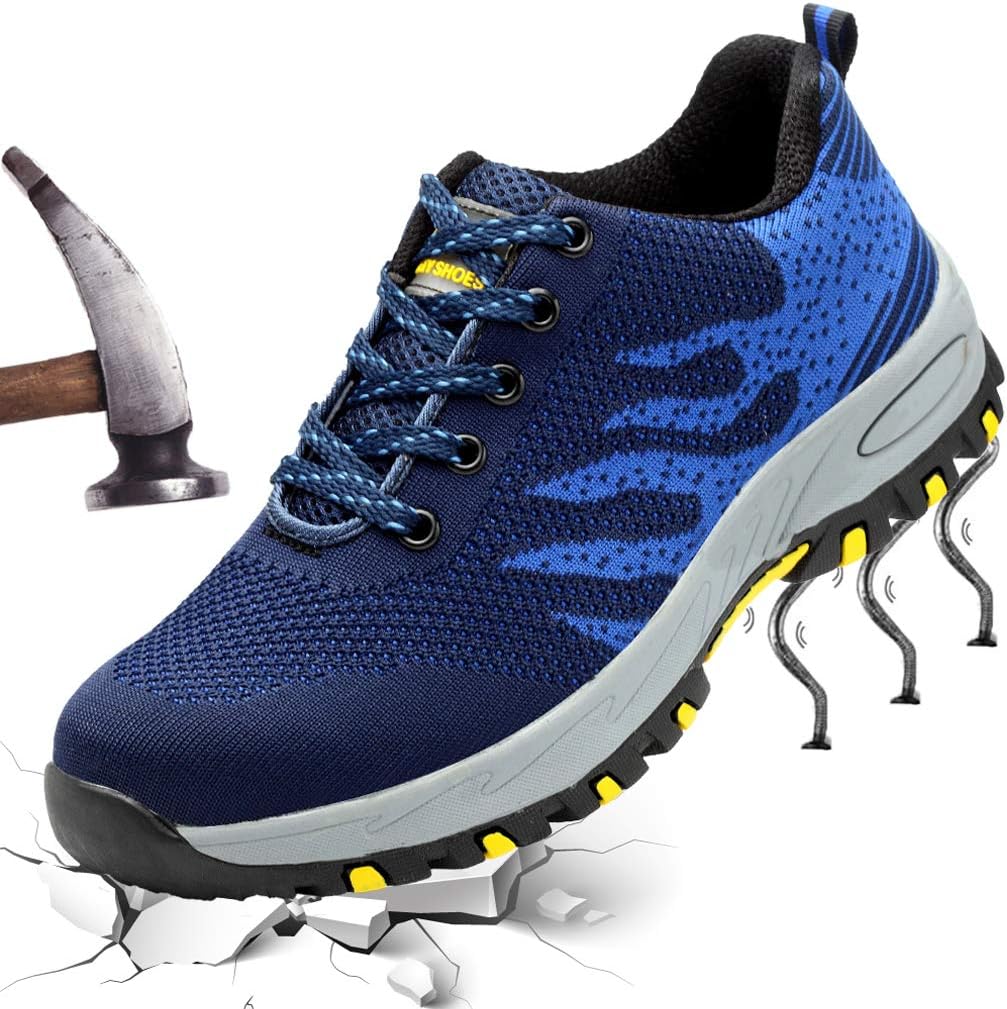 XYZDOUBLE Lightweight Steel Toe Shoes Safety Work Shoes for Men Women