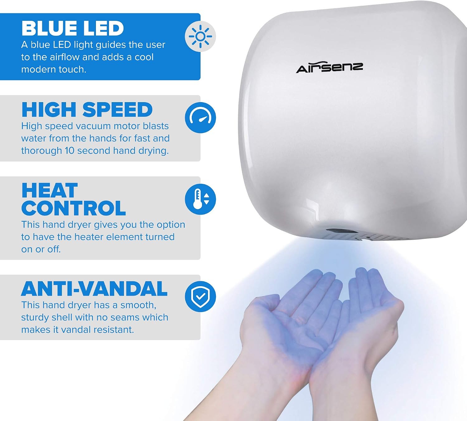 i-Force Eco Dry Automatic High Speed Hand Dryer Electric Heavy Duty (White) - Image 4