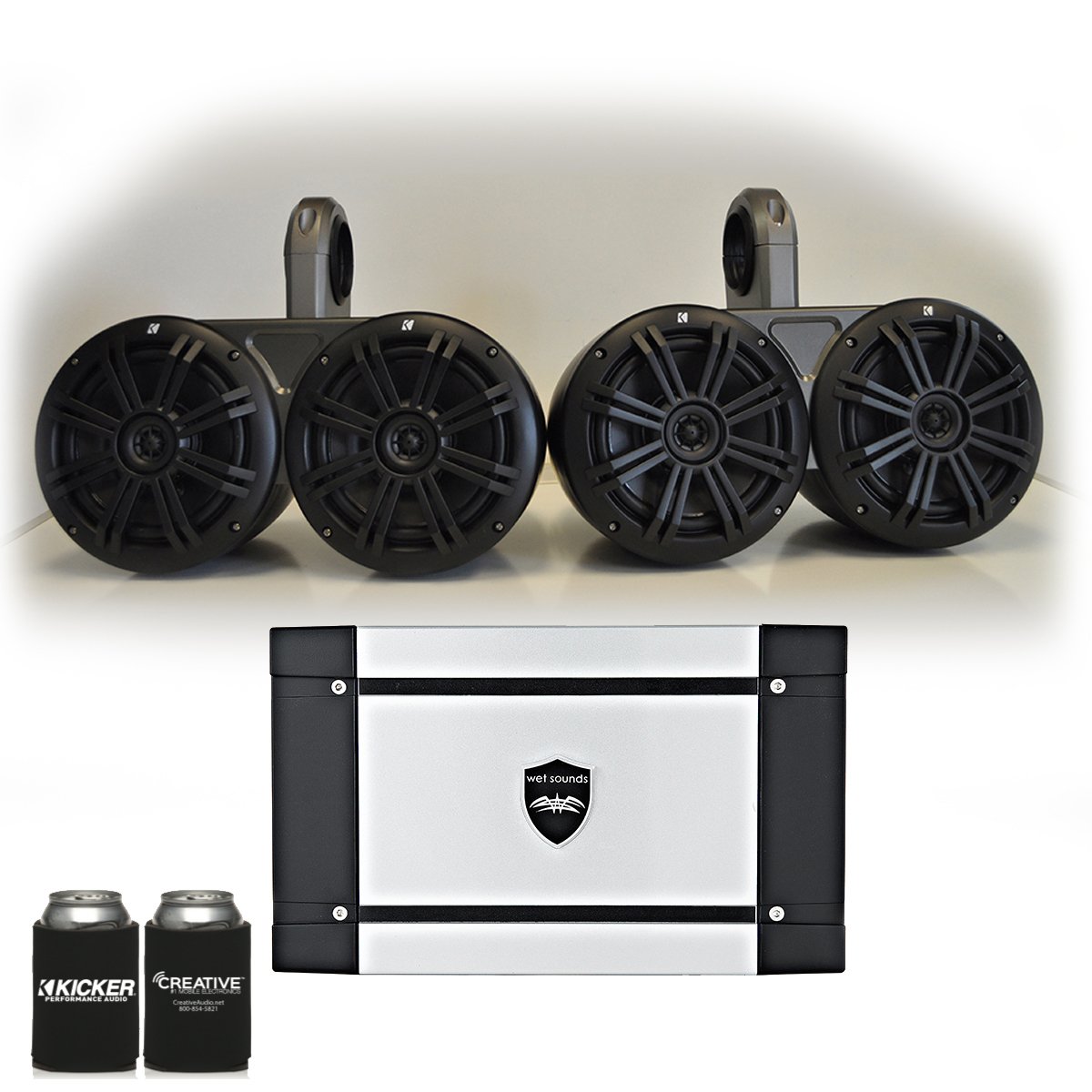 Buy KICKER Marine Dual Wake Tower System w/ 4 Charcoal 6.5 Speakers
