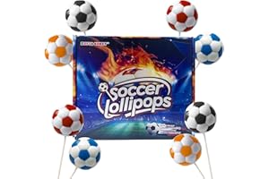 ZOFIA SWEET 24 Ct Golazo Soccer Ball Candy Lollipops Suckers Individually Wrapped Bulk, 4 Colors + 4 Fruits Flavors, Sports Themed Sucker Lollipop Candies for Party Favors, Team Treats, Gifts & Goodie Bags