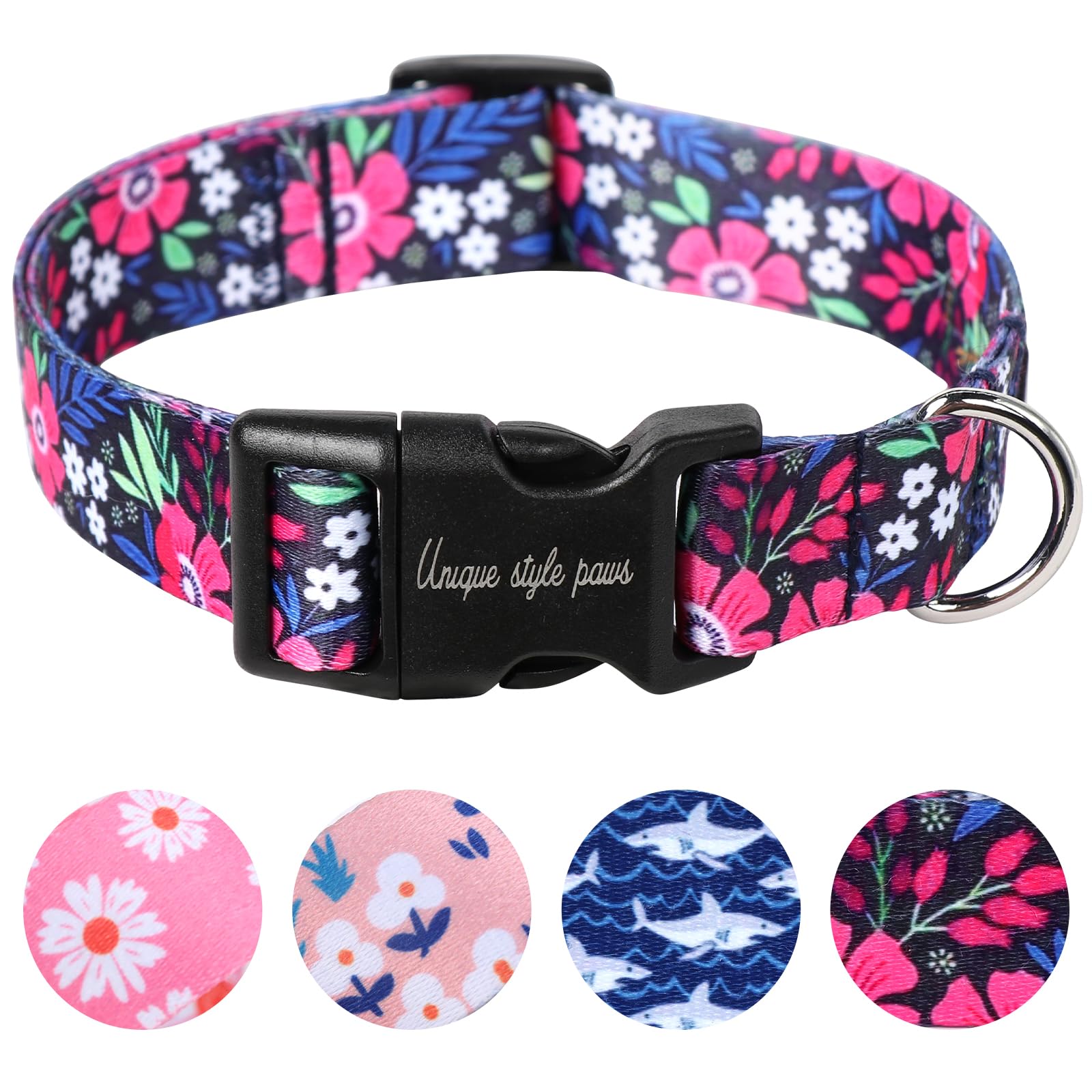 Unique style paws Pink Flower Dog Collar Puppy Collars Harnesses & Leads For Dogs Uk Bow Tie Soft Adjustable Cute Flower Comfortable Collars Pet Gift For Small Medium Large Dogs L