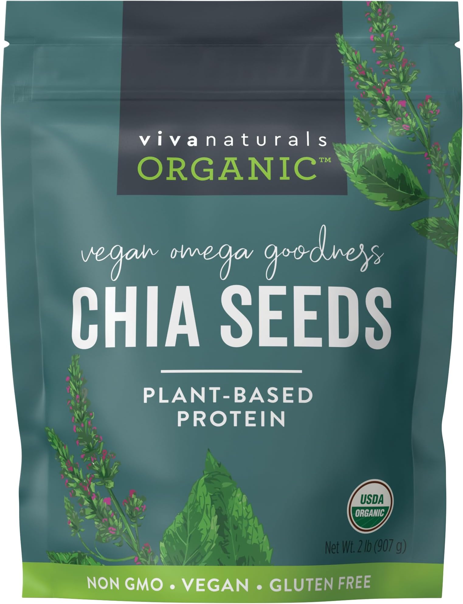Viva Naturals Organic Chia Seeds PlantBased Omegas 3 and Vegan