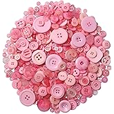 Tnstk 650 Pcs Round Resin Buttons - Assorted 2 & 4 Hole Buttons for Sewing, Crafts & DIY Projects - Pink