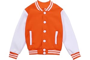NICNZQI Kids Varsity Jacket Girls Boys Baseball Jacket Bomber Coat School Jackets with Pocket