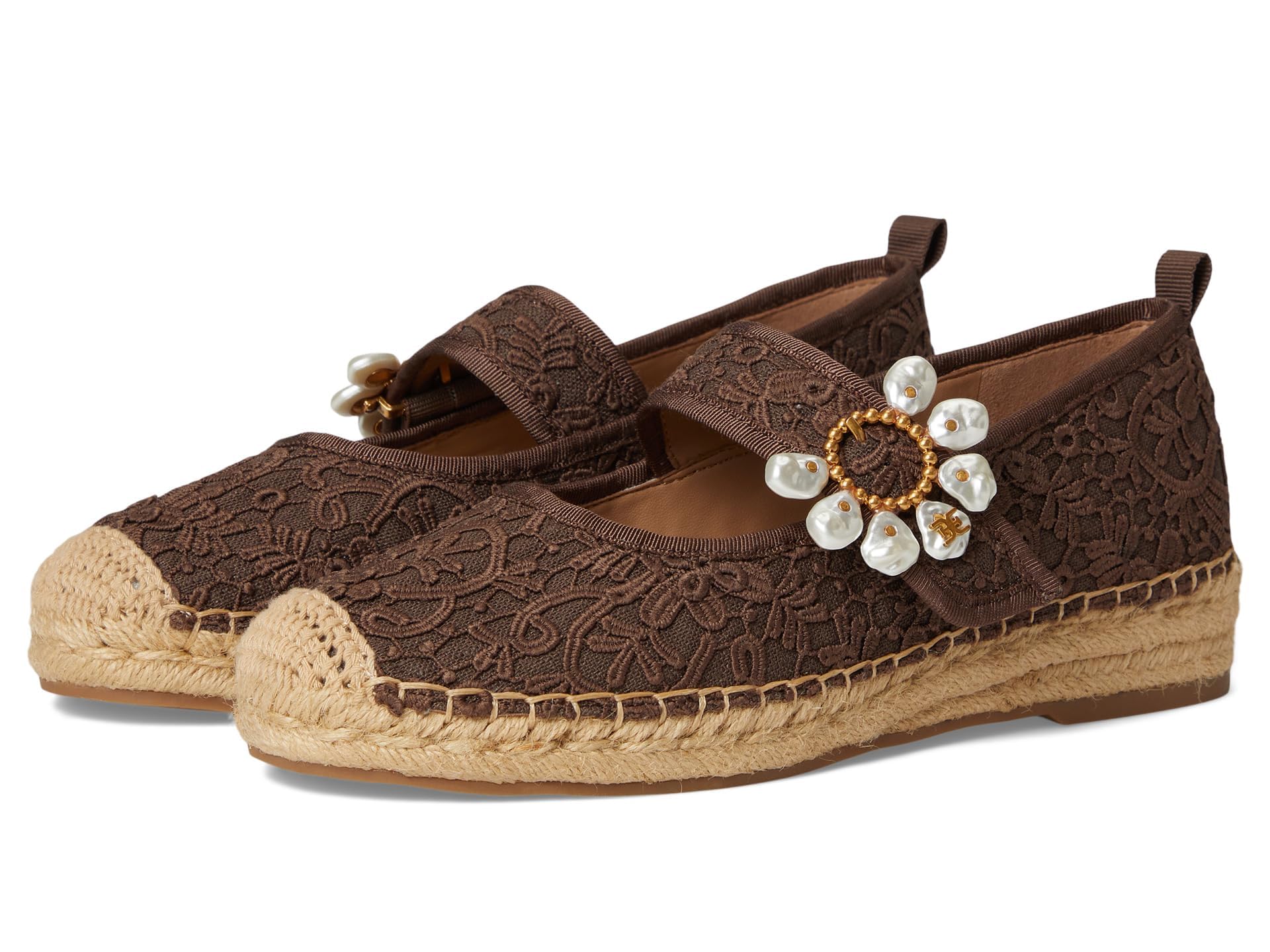 Sam Edelman Women’s Maddy Mary Jane Flat Mocha Brown Lace 10 Medium