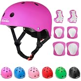 KAMUGO Kids Adjustable Helmet, with Sports Protective Gear Set Knee Elbow Wrist Pads for Toddler Age 2-8 Boys Girls, Bike Skateboard Hoverboard Scooter Rollerblading Helmet Set