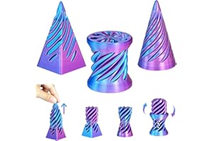 MYDHALL 3PCS Impossible Cone,3D Printed Spiral Cone Fidget Toys,Impossible Pyramid Passthrough Sculpture,Stress Relieving Toys for Adults and Kids,Stocking Filler White Elephant Gifts(Light Purple)