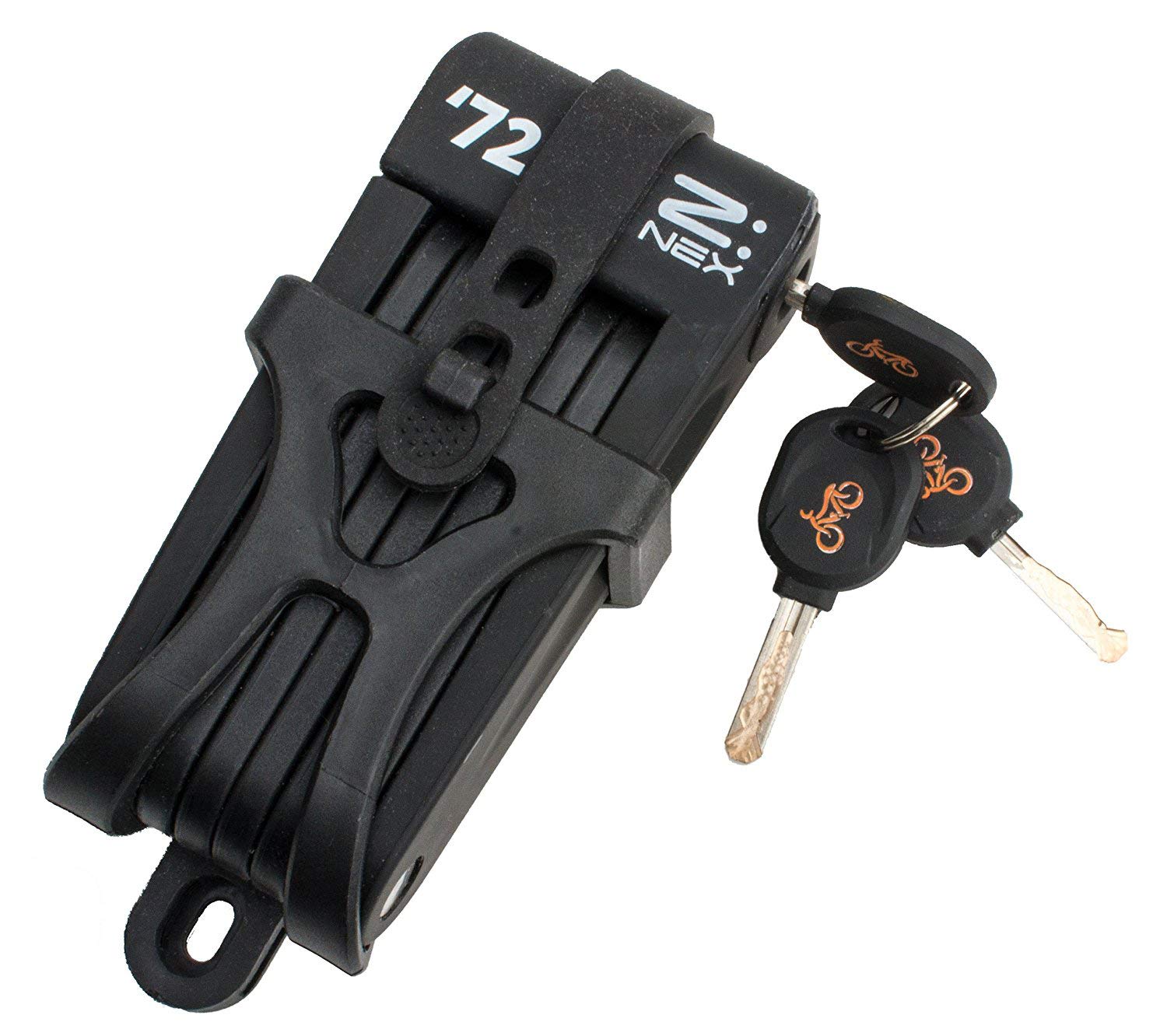 ZNEX 72' | Mini Folding Bike Lock | 72cm | High Security Level | 5mm Steel Bars | 8 Joints | 696g | incl. Transport Bag and 3 Keys