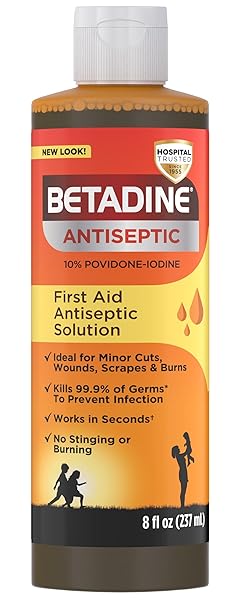 BETADINE ANTISEPTIC FIRST AID SOLUTION, POVIDONE-IODINE 10%, INFECTION...