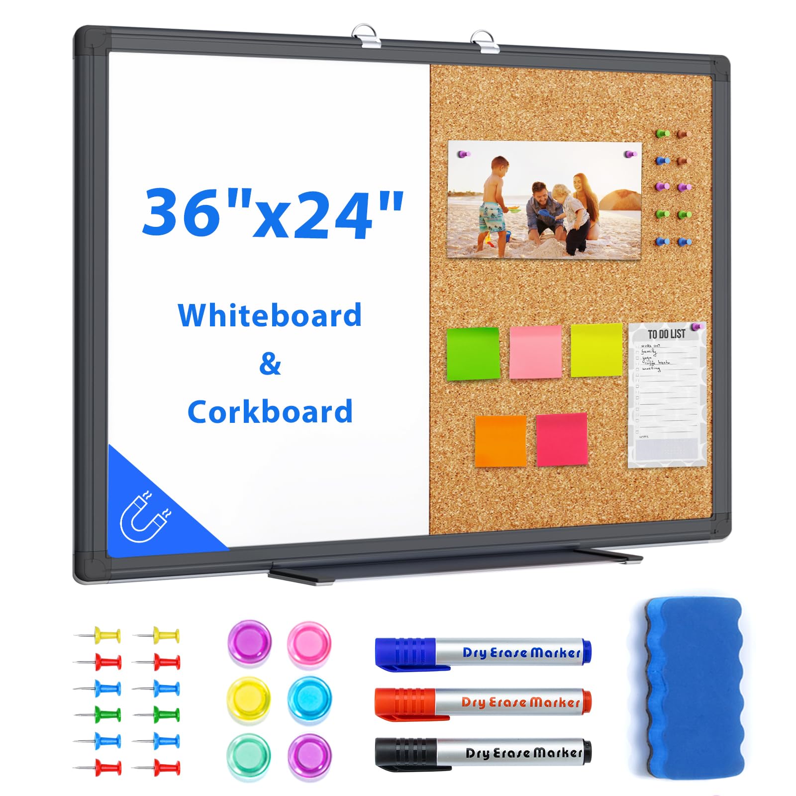 Photo 1 of ***BENT****maxtek Combination Board, 36 x 24 Magnetic Whiteboard & Cork Board, Dry Erase Board Bulletin Combo Board for Home Office Classroom, 3' x 2' Wall Mounted Memo Message Board