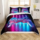 Loussiesd Gaming Bedding Set Duvet Cover Kids Teens Modern Gradient Buttons view 2