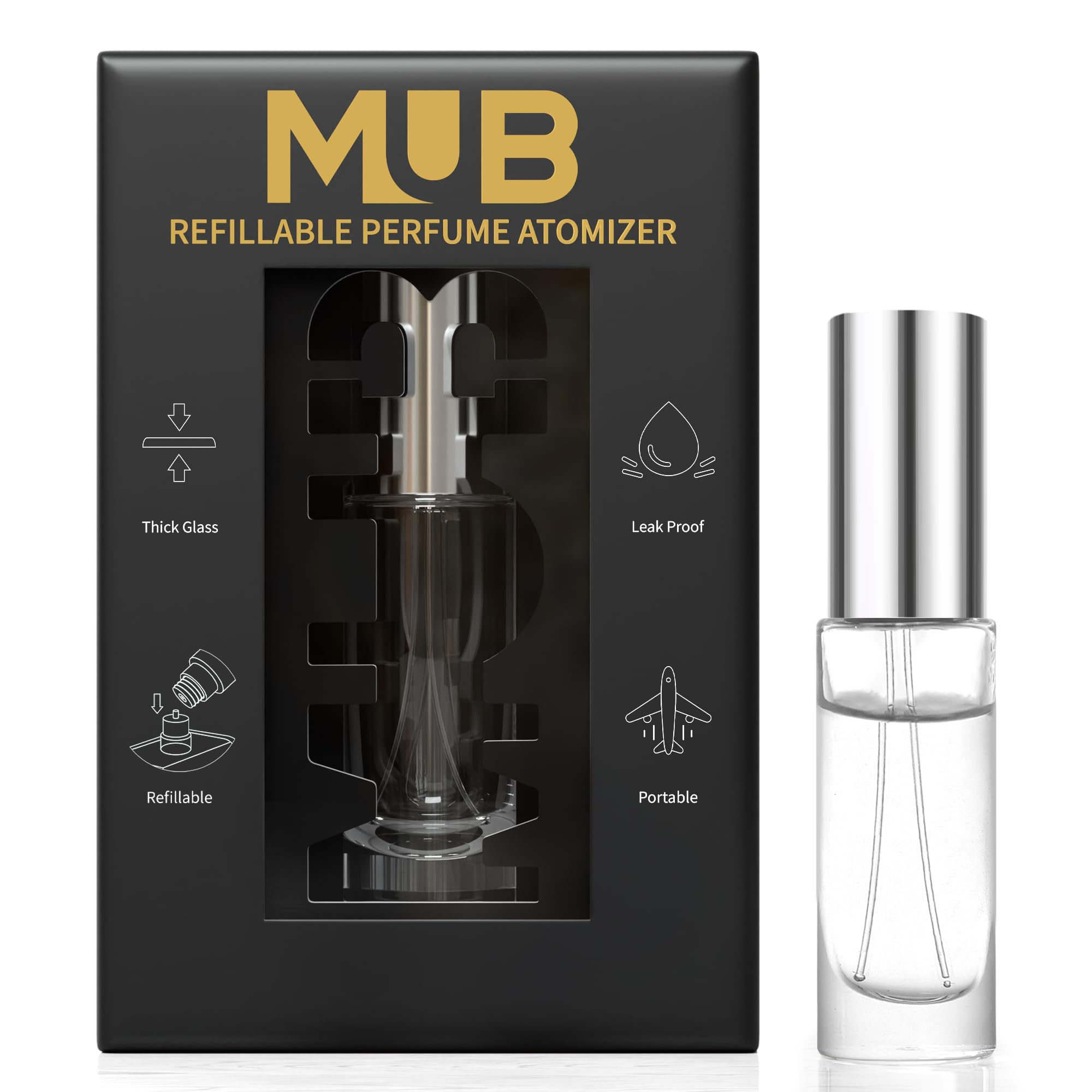 MUB 10ml Perfume Travel Refillable Atomizer Bottle Portable Glass Top-Filling Leak-Proof Spray Bottle Atomizer Sprayer for Perfume Mini Pocket Empty Cologne for Travel Outgoing