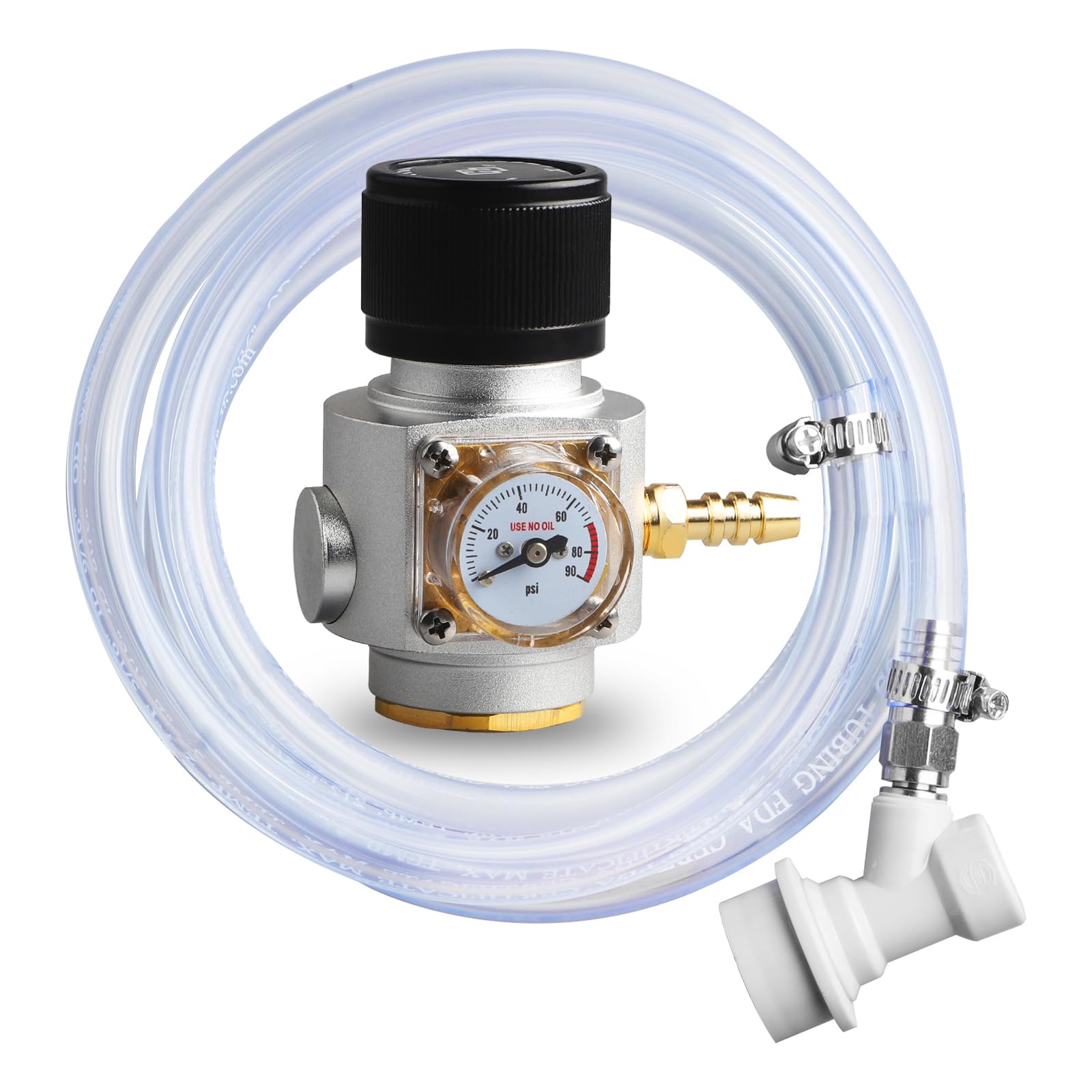 Photo 1 of LUCKEG Mini Gas Regulator Tr21.4 Soda Charger Include Transparent Gas Line Assembly, Ball Lock Gas Disconnect Corny Keg Dispenser Soda Cylinders Soda Canister For Homebrewing