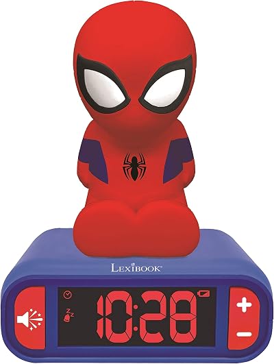 LEXIBOOK Spider-Man Nightlight Alarm Clock Kids This vibrant blue red RL800SP