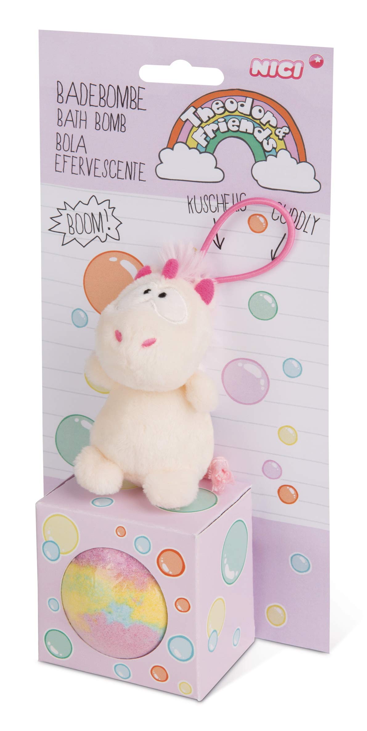 NICI Gift set unicorn Theodor keyholder 8cm + bath bomb 100g