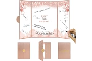 Trgowaul 80th Birthday Decorations for Women 80 Birthday Guest Book Alternative, Gaint 80th Birthday Decorations Rose Gold Signature Card, Happy 80 Birthday Party Favors 80th Birthday Decor Table Sign