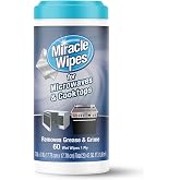 MiracleWipes for Microwaves and Cooktops, Easily Removes Food and Grime Buildup, Safe and Convenient Stove Top Cleaner, Great for Home and Kitchen Use - 60 Count
