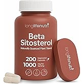 LongLifeNutri Beta Sitosterol 1000mg - Phytosterols Supplement, 200 Vegetarian Capsules, Plant Sterols for Daily Wellness & Dietary Balance, 100-Day Supply, GMP Certified, Made in USA