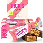 N!CK'S Protein Bars Peanut Butter, 12-Count Box (Each 50g) | High Protein, Low Calories, Low Carbs, Keto Friendly, No Added Sugar