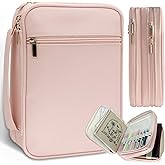 2026 New Women's Leather Bible Cover, Top Pink PU Material Leather Bible Case, Unique Double-Layer Design;Contains Bible Study Supplies;Suitable for Church, Travel Or Gift Giving