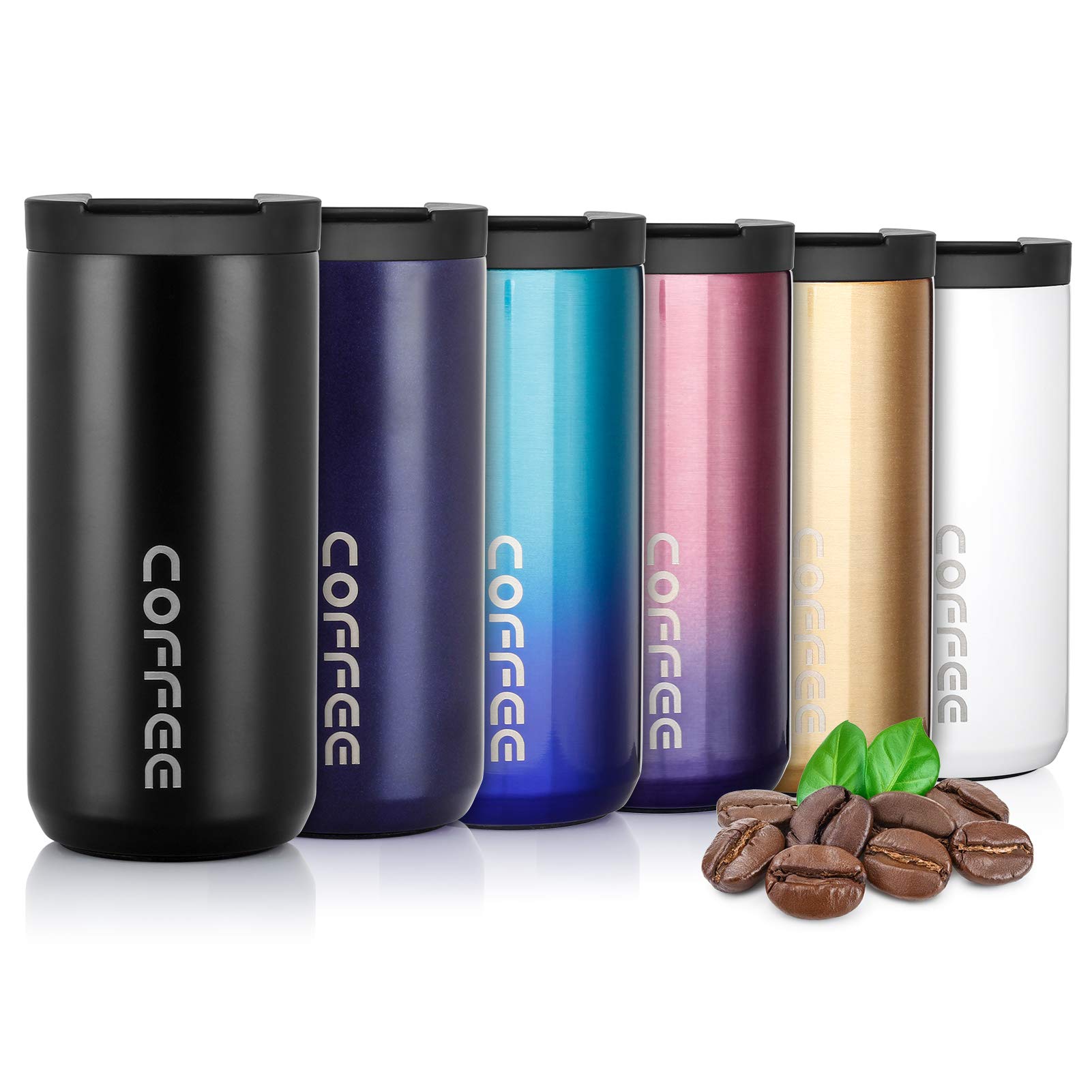 Lalafancy Insulated Coffee Cup 350ml/500ml Vacuum Double Walled Travel Mug Stainless Steel with Leakproof Lid, Car Coffee Mug for Hot and Cold Water and Tea