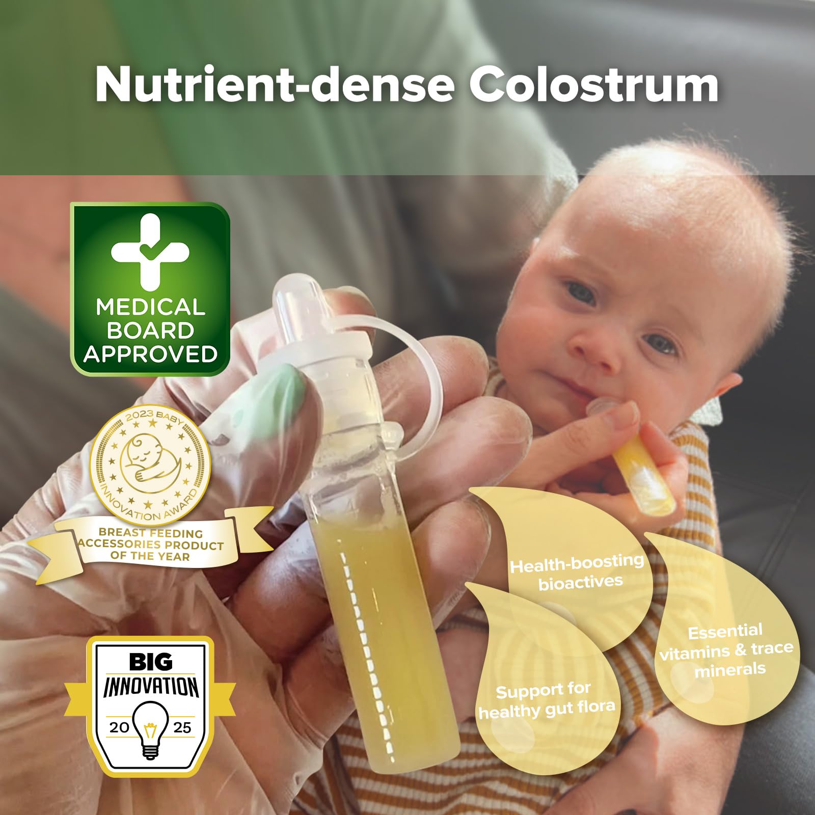 haakaa Colostrum Collector Kit Breast Milk Collector with Cotton Cloth Wipe and Storage Case, Ready-to-Use, Reusable, 4ml/6pcs
