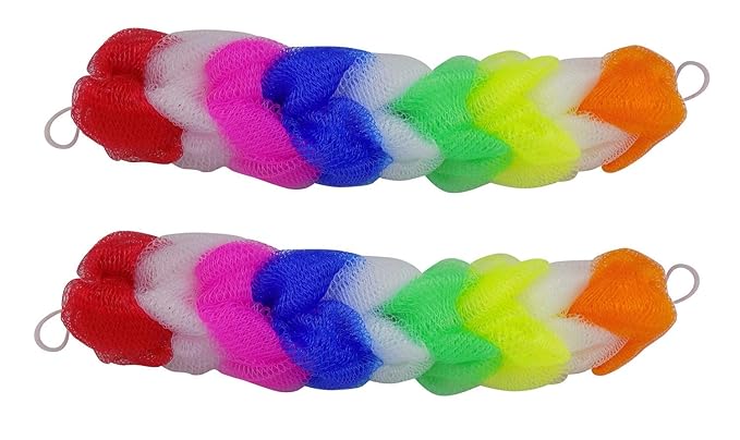 Inaaya Latest Arrival Long And Stretchable Back Scrubber, Bathing Scrubber, Bath Sponge, Set Of 2, Multicolor, 25 Gram, Pack Of 1