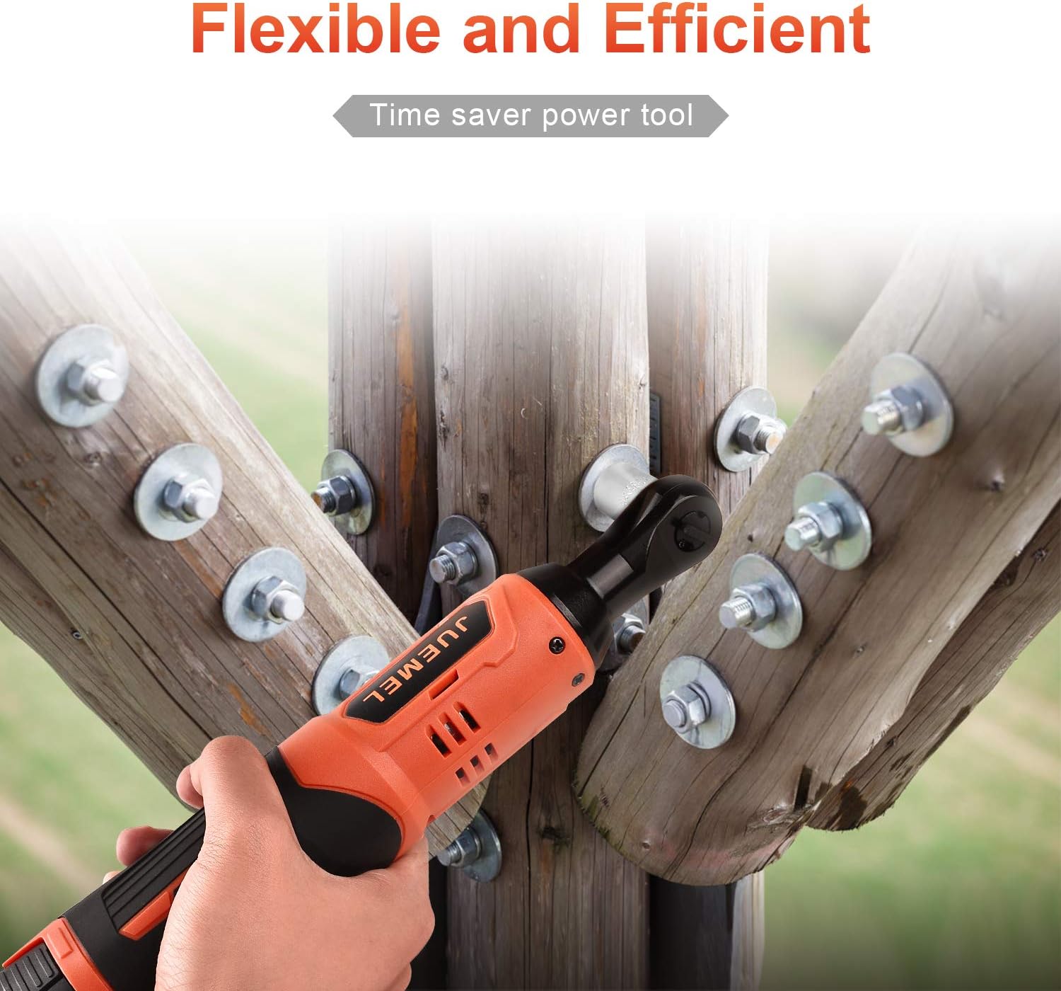 16.8V Cordless Electric Wrench Kit, JUEMEL Power Ratchet Wrench 3/8" 46 N·m 400 RPM With 2-Pack 2.0Ah Li-Ion Batteries, Fast Charger, 7 Sockets, 2 Screwdrivers and 1/4" Adapter: Home Improvement