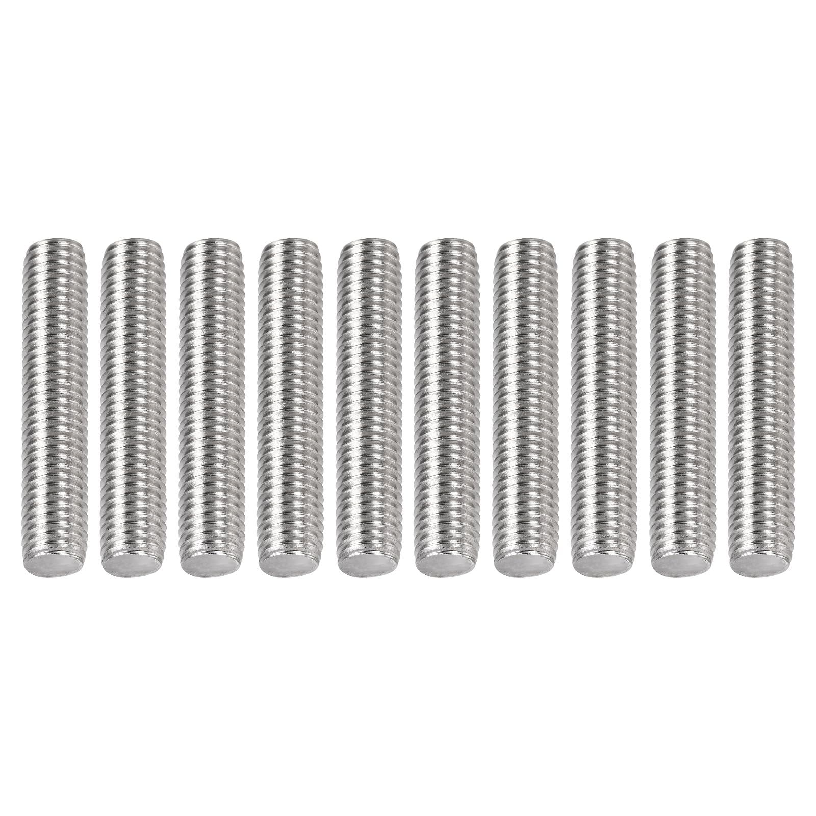 DTGN M10x1.5x50mm(DxPxL) Fully Threaded Rod - 20Pack - Good for Machinery - 304 Stainless Steel Right Hand Thread Rods Bar Studs - Silver
