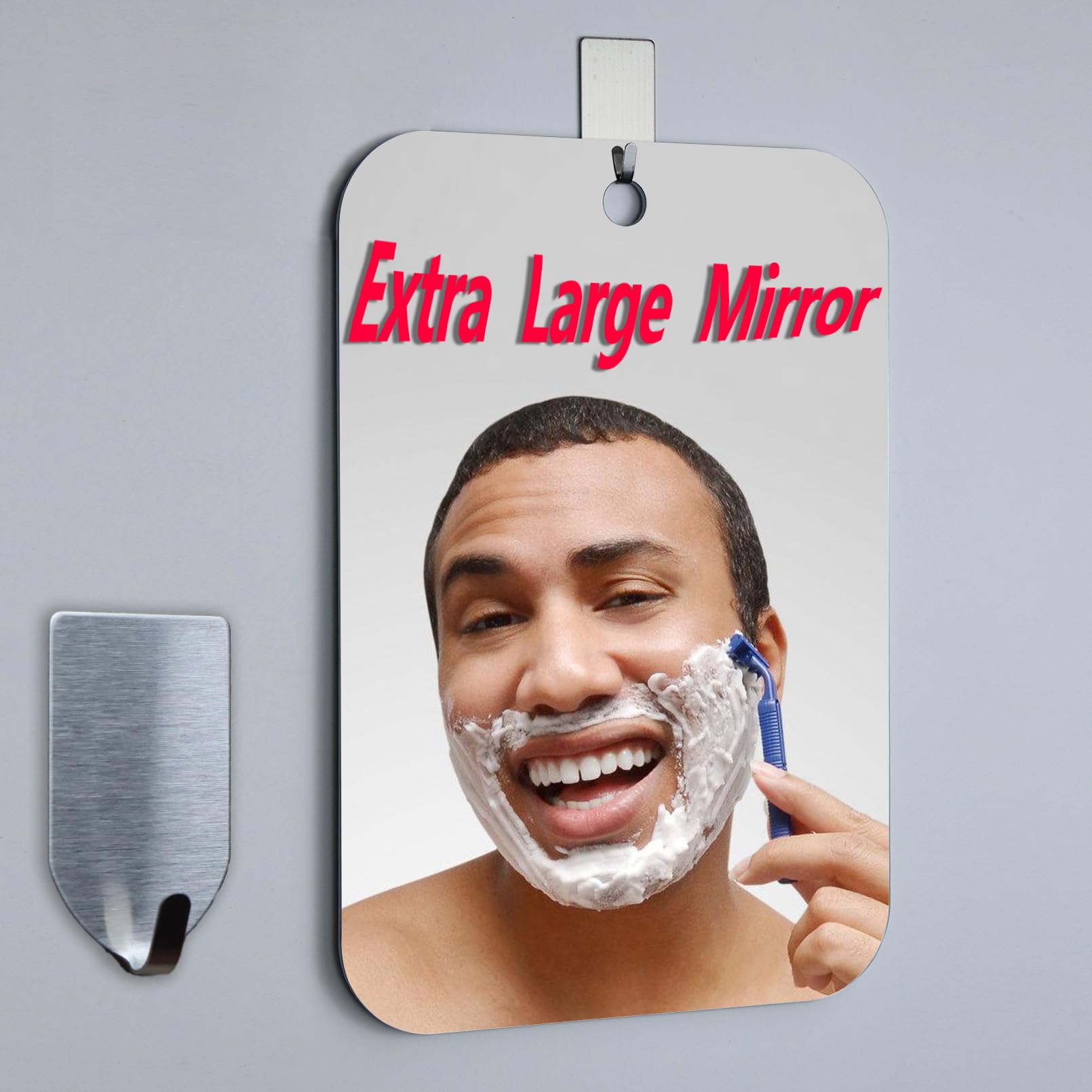 Photo 1 of Shatterproof Shower Mirror Fogless for Shaving,(Medium 8x6 Inch) Anti Fog Shaving Mirror Holder NO-Drilling, No Fog Free Waterproof,Small Wall Mounted Bathroom Accessories Camping Hanging Men