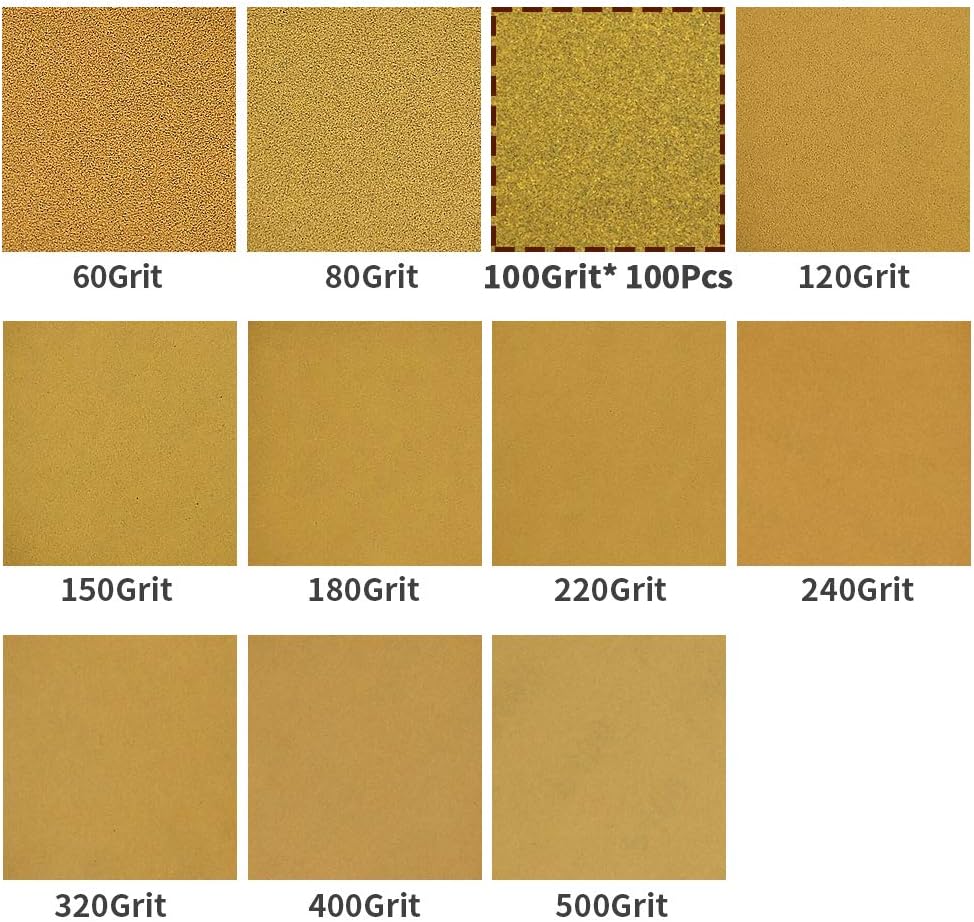 SPEEDWOX 100 Pcs 5 Inches 8 Hole Sanding Discs 100 Grit Dustless Hook and Loop Sandpaper for Random Orbital Sander Yellow Finishing Discs for Automotive Woodworking - Image 3