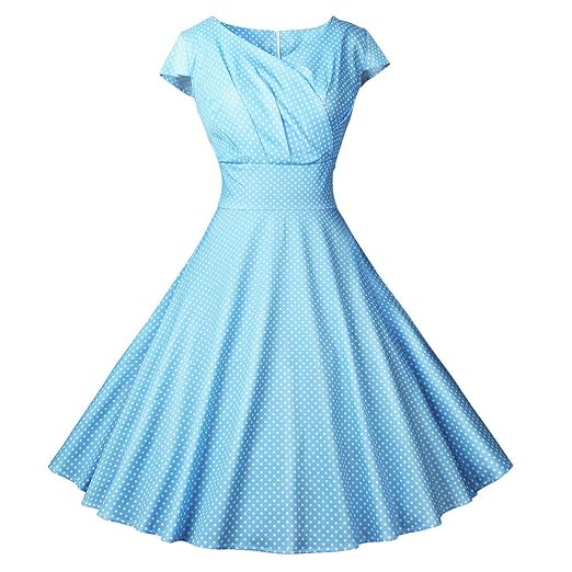Vectry Kleider Damen Rockabilly Kleid Elegante Kleider Lange Kleider Frauen Sommer Festliche Damenkleider Knielang - Damen Vi