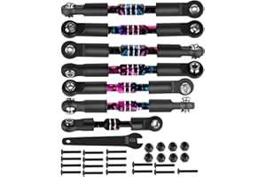 RCHuiWow RC Turnbuckles Camber Links Upgrades Part for 1/10 Slash 2WD(VXL),Rustler 2WD(VXL),Stampede 2WD(VXL),Bandit 2WD(VXL),Alloy Aluminium Adjustable Turnbuckles Links Hops up,7pcs,Rainbow