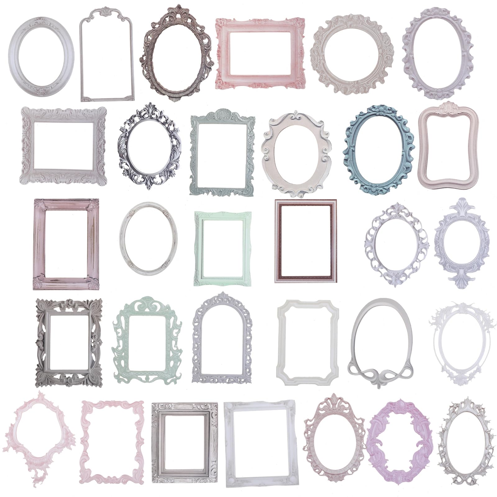 Jeffdad 40PCS Vintage Embossed Frames Scrapbook Paper Hollow Relief Frame Collage Card Notebook DIY Decoration Junk Journal Crafts Journaling Scrapbook Supplies