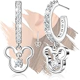 Mouse Earrings Sterling Silver Small Lovely Animal Stud Earrings for Women Hypoallergenic Cubic Zirconia Cute Stud Earring Sparkling Gifts for Sister