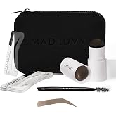 MADLUVV Brow Stamp Kit, 9 Stencils &amp; Pomade for Sparse Brows (Medium Brown)