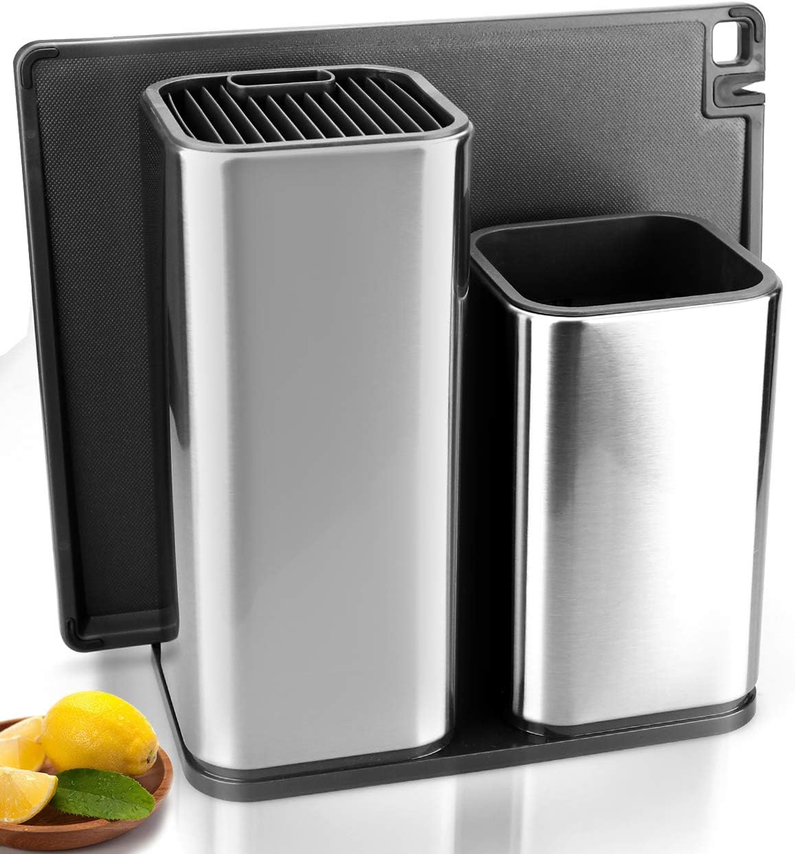 MYVIT Knife Block Universal Knife Holder Kitchen Cutlery Knives Storage Utensils Organizer Set [Cutting Board]