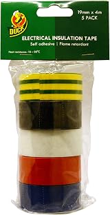 Duck Tape Insulating Electrical Tape Multipack 19mm x 4m Black White Red Blue