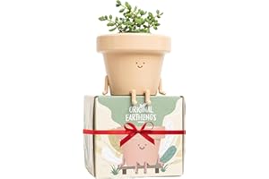 Original Earthlings Sitting Small Plant Pot - 4 Inch Cute Plant Pot - Succulent & Cactus Christmas Planters, Removable Drainage Plug, Cute Decor Plant Gifts for Plant Lovers, Teacher Gifts