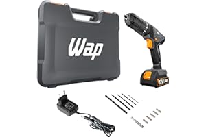 WAP Parafusadeira Furadeira de Impacto à Bateria 3/8" 12V WF 12K4.2 com 18 Níveis de Torque e Kit Acessórios e Maleta