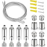 Teemyaa Ceiling Hanging Wire Cable Kit, 4 Sets Wire Cable Hanging System kit, Aquarium Light Hanging Kit, Adjustable Wire Rop