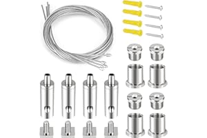 Teemyaa Ceiling Hanging Wire Cable Kit, 4 Sets Wire Cable Hanging System kit, Aquarium Light Hanging Kit, Adjustable Wire Rope for Linear Light, Panel, Pendant, Chandelier, Suspension Light Fixture