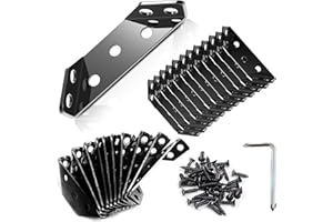 Bigwaves 24-Pack Corner Bracket with Screws,Universal Stainless Steel Furniture Corner Connector, Heavy Duty Triangular Support Angle Brackets for Wood Furniture, Cabinets, Tables, and Chairs