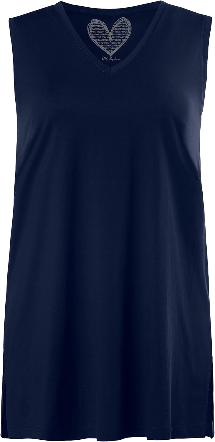 Produktbild Ulla Popken Frauen Plus Size Oberteil Tank Top, navy, marineblau V-Neck, bis Gr. 70 Foto
