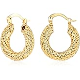 Twisted Gold Hoop Earrings for Women 14k Gold Plated Thick Chunky Hoops Hollow Hypoallergenic Earrings Fashion Jewelry Gift