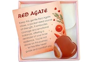 Krinisou Thinking of You Healing Gifts for Women, Red Agate Crystal Stone, Heart Pocket Hug Token, Cheer Up Encouragement Gifts, Valentines Day Gifts for Her