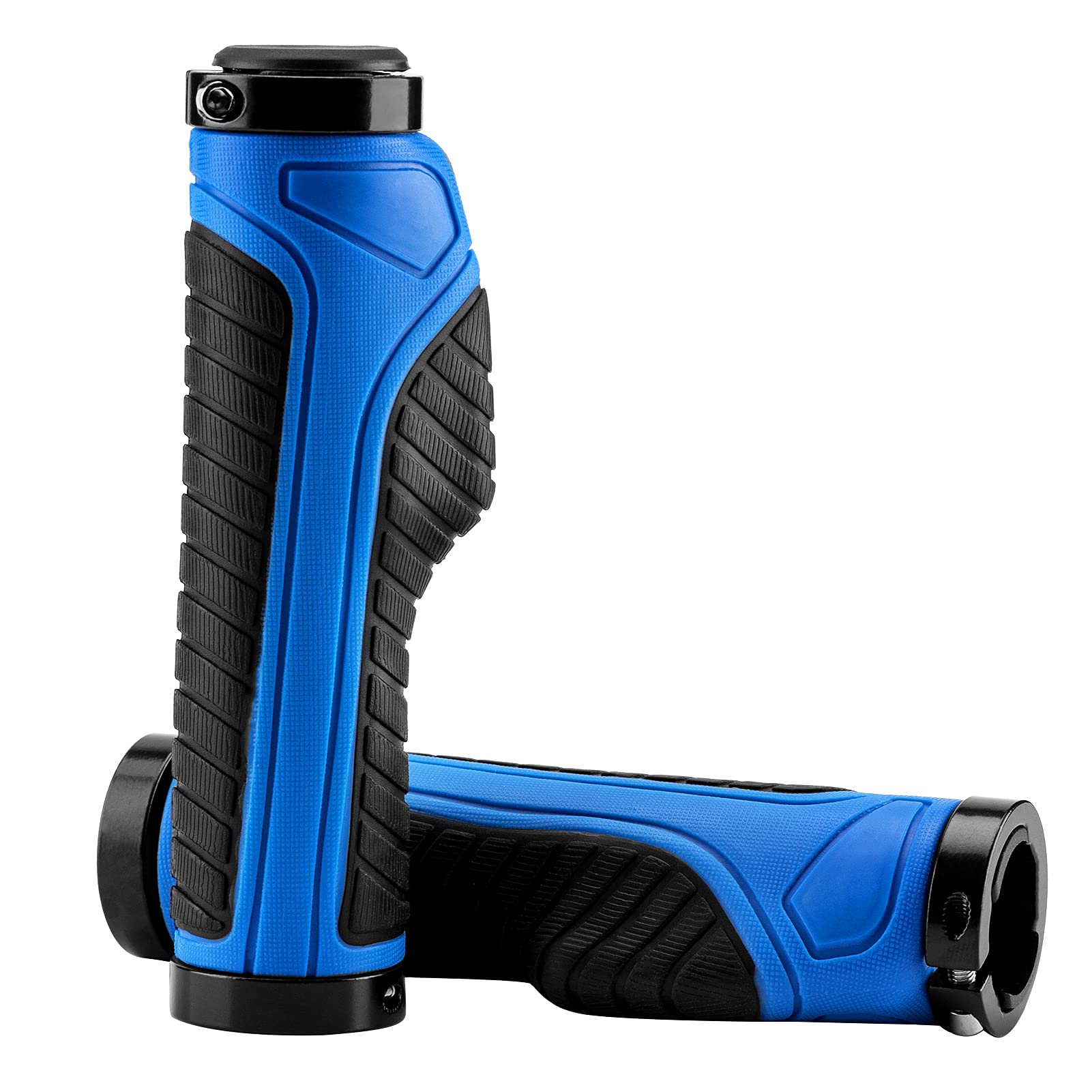 ROCKBROS Bike Grips Bicycle Handlebar Grips Double Aluminum Clamp Lock On Covers Handlebar Covers for MTB BMX Mountain Bike Blue — image 1