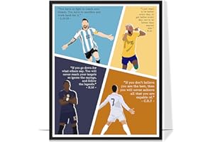 LOLUIS Gifts for Men, Soccer Superstars Motivational Quotes Artwork Decor Unique Sport Present Idea for Birthday Christmas Teen Boys (Unframed 16"x20", Soccer Superstars)
